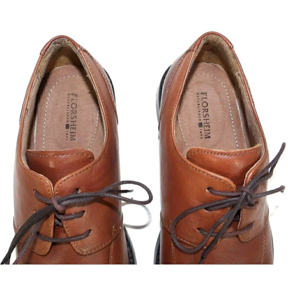 FLORSHEIM brown leather lace up oxford dress shoes men's size 10 D